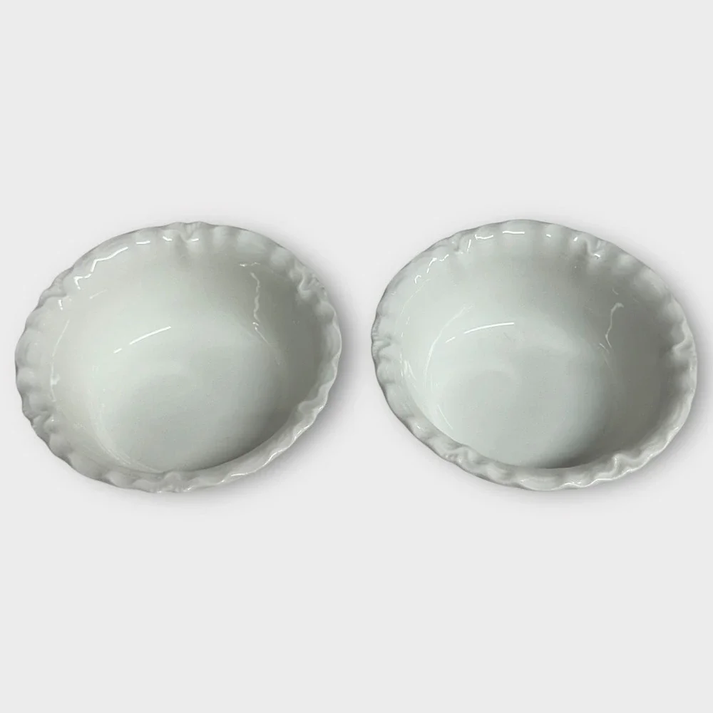 Haviland Limoges Schleiger 1 Ranson Ramekin Bowl & Saucer SET OF 2 White France‎